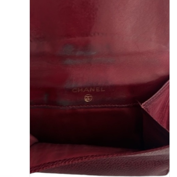 Chanel Burgundy Caviar Leather CC Logo Coin Purse Compact Wallet - Picture 5 of 8